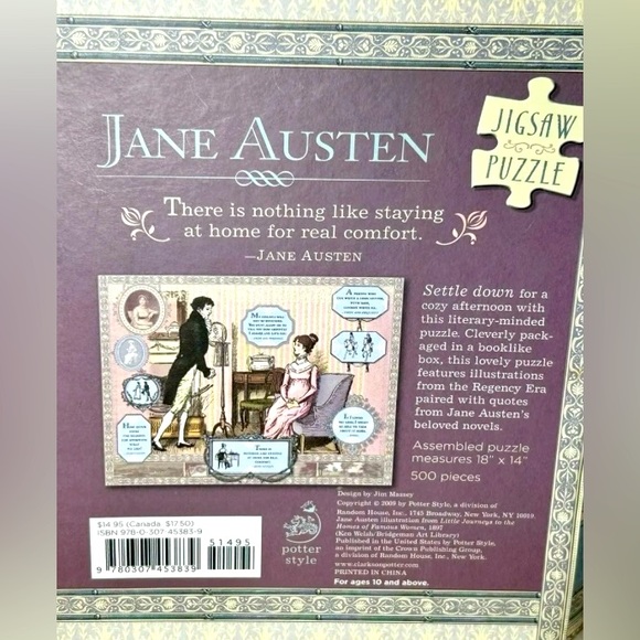 NWT NIB Jane Austen 500 Piece Jigsaw Puzzle in Book Box Pride & Prejudice - Picture 2 of 2